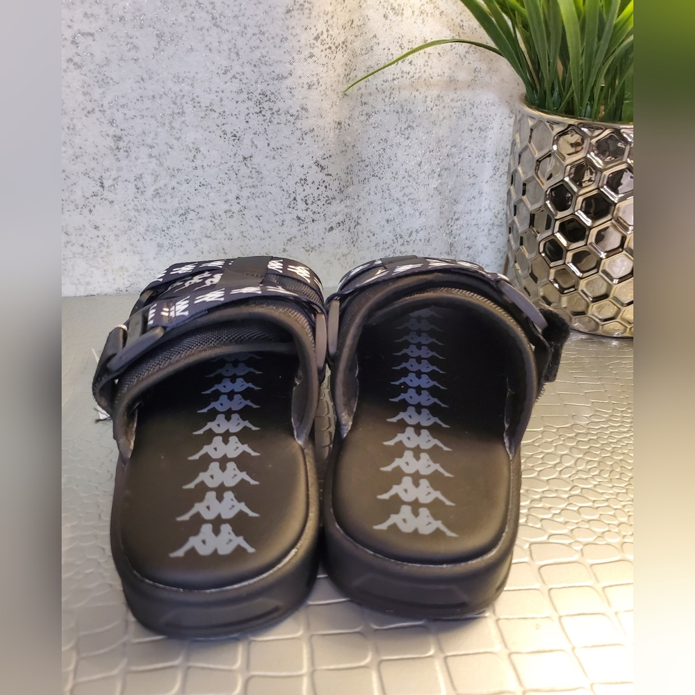 Kappa NWOT 222 Banda 1  Black and White Slide Sandals Size 6.5 - Picture 11 of 16